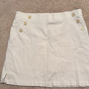 White Button-Accent Women's Skort